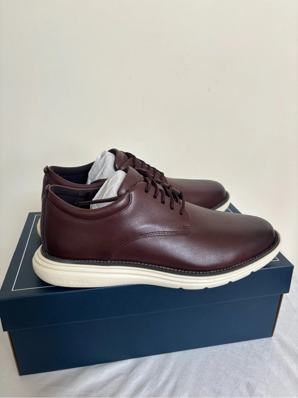 Cole Haan Men's Grand+ Plain Toe Leather Oxford Shoes 9.5 M Brown C42675 New